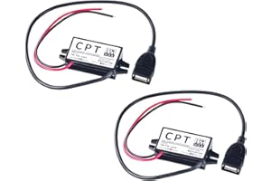 FLYLIN 2Pcs DC-DC Step Down Adapter, 12V/24V to USB 5V 3A Converter Regulator Cable Wires, Step Down Module Transformer Adapter for Car Audio/Radio/Monitor/LED Display/Fan