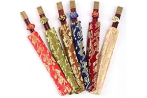 lachineuse – Estuche de Palillos Chinos y Fundas de satén – 6 Pares de Palillos Tradicionales de Madera – Ambiente Japón – Sushi, Ramen, Fideos y arroz – Regalo de Cocina asiática Japonesa