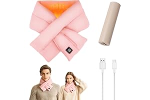 QYCHHJ Heated Scarf with 1800 mAh Power Bank for Men Women, Cordless Heating Pad for Pain Relief,3 Heat Settings Rechargeable Electric Heated Neck Warmer Neck Wrap for Winter Cycling Fishing Hiking (Pink)