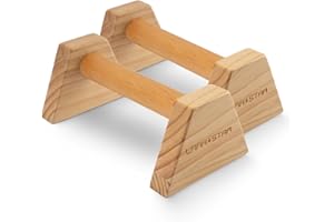 LARA*STAR Poignées de pompes en bois avec fond antidérapant, équipement de gymnastique et poignées de pompes avec poignée en bois, parallettes en bois pour la musculation et la callisthénie