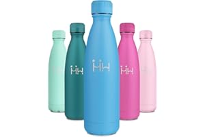 KOLLYKOLLA Botella Termica 500ml, Botella de Agua sin BPA, Cantimplora Acero Inoxidable Reutilizable con Doble Pared, A Prueba de Fugas, Termo Agua para Escuela, Oficina, Deporte, Senderismo, Viajes, Exterior