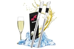 HOTUT Rafraichisseur de Bouteille de Vin Bâton, 2 Tiges Refroidissante Acier, Wine Sceptre Bâton de Refroidissement à Vin, Convient à la Plupart des Bouteilles de Vin, Cadeau pour les Amateurs de Vin