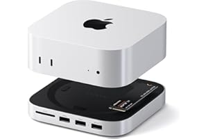 SATECHI Mac mini M4 Hub & Stand mit NVMe SSD Gehäuse, Aluminium Dock mit 2X USB-A bis 10 Gbit/s, 1x USB-A 480 Mbit/s, SD-Kartenleser und optimierter Belüftung für Mac mini M4 & M4 Pro – Silber