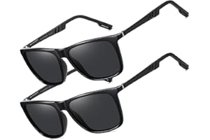 LEDING&BEST Polarizadas Gafas de sol Hombre Mujer Cuadrado Super Ligero Marco con bisagra de resorte Protección UV400 para Conducir Pesca Gafas de sol