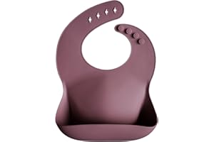 mushie Bavoir Bébé en Silicone | Bavoirs Imperméables Réglables | Bavoirs Faciles à Essuyer | 4 Tailles Réglables Avec Poches Avant Profondes | 100% Sans BPA et Phtalate