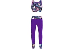 Aislor Conjuntos Deportivos para Niña Estampado de Camuflaje Crop Top Corto y Pantalones Leggings Elásticos Niños Chandal Ropa Deportiva Traje de Fitness Gym Correr
