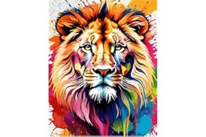HONGYRJY Funny Animals Paint by Numbers for Adults-Painting Kits for Adults,Lion Paint by Number Canvas,Paint by Numbers for Adults Animals Perfect for Gifts and Home Wall Decor 12x16in