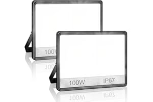 Projecteur LED Exterieur 100W 2 Pièces, TASINUO 2 en 1 IP67 Étanche Spot LED Extérieur, 10000LM 7000K Blanc Froid Eclairage de Sécurité LED, Luminaire Exterieur Pour Patio Terrasse Jardin Garage Usine