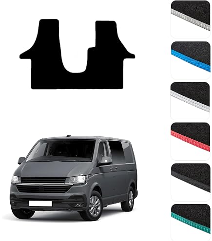 Front Tailored Carpet Floor Mats For VW Transporter T5 T6 - Black 450/600/650 GSM