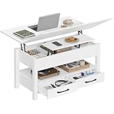 WOLTU Elevated Coffee Table, Living Room Table with Hidden Space | 2 Lift-up Lid, Living Room Table with Hidden Space, Open A