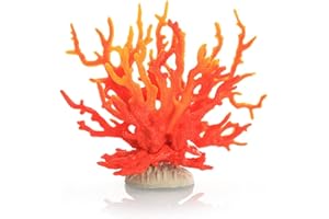 Hapihom Piante artificiali per acquario, simulazione ornamento in silicone artificiale corallo albero mare acquario acquario acquario decorazione paesaggistica giallo rosso