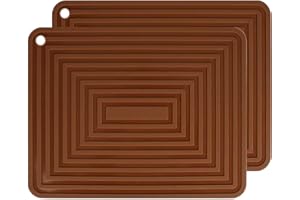 LOGHOG 2 Pack Large Silicone Trivet Mats/Hot Pads,Pot Holder,9"x12" Non Slip Flexible Durable Heat Resistant Pot Coaster Kitchen Table Countertop Mats (Coffee)