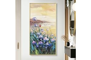 SAWEEZ Ręcznie malowany obraz olejny na płótnie, bardzo duże obrazy olejne, ręcznie malowane zachód słońca, kwiat, ocean, sztuka, obrazy, bez ramy, teksturowana grafika oryginalny obraz ścienny do salonu