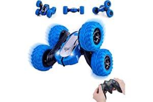 Highttoy Remote Control Car for Boys,2.4GHz 4WD RC Stunt Car Toy for 5-12 Years Old Boys Birthday Gifts Electric Toy Car 360° Spins & Flips Double-Sided Stunt Remote Control RC Toys for Boys Blue