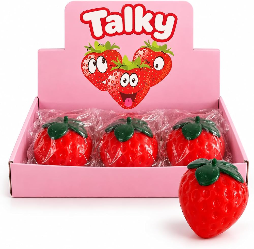Talky Çilek Squishy Sıkma Oyuncağı, Beyaz Jel Dolgulu Yumuşak TPR Fidget Stres Oyuncağı, Esnek ve Şekil Alan Sevimli Çilek Tasarımı, 1 Adet