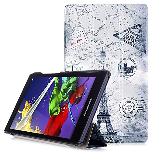 Lenovo Tab3 8 / Tab 2 A8-50 Hülle - Ultra Dünn und Leicht PU Leder Schutzhülle mit Standfunktion für Lenovo Tab 3 8 (TB3-850F / TB3-850M) / Tab 2 A8-50 8,0 Zoll Tablet, Karte Turm