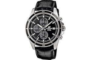 Casio Edifice Męski analogowy zegarek kwarcowy z paskiem z prawdziwej skóry