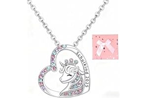 Humairc Einschulung Mädchen Geschenk Einhorn Halskette Schulkind 2025 Schultüte Füllung Schulanfang Glücksbringer Plus Grußkarte Geschenkbox