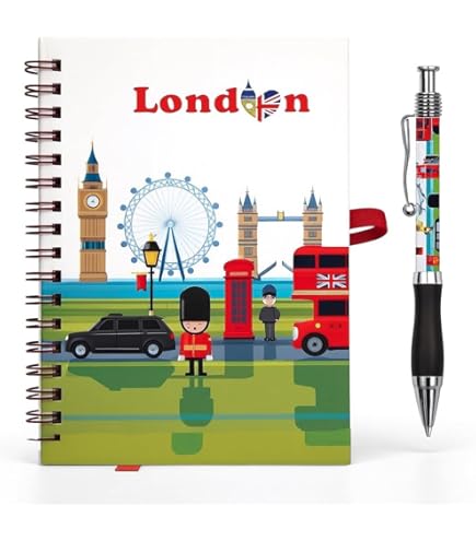 Medium Notebook and Matching Pen with London Big Ben and Union Jack