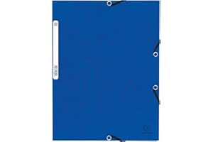 Exacompta - Réf. 55302E - Paquet de 10 chemises à élastiques - pochettes 3 rabats - en carte lustrée 355 g/m2 - dimensions 24 x 32 cm pour documents au format A4 - couleur bleu