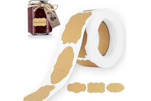 ANIYOO 250Pcs Kraft Stickers Blank Jar Labels Gift Stickers Handmade Gifts Decoration, Mason Jars and Food Jars