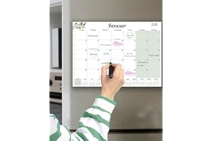 Qupuce Magnet Kalender kühlschrank 2025 2026(15 Mo) 32 x 22 cm, Magnetischer Kalender von Okt.2025 bis Dez. 2026, Monatsplaner/Wandkalender Familienkalender für Zuhause oder Büro