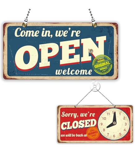 3DP Signs | Elegant Ovaal - Open/Gesloten Hangend Bord [OC36] Dubbelzijdig Reliëf - Dubbelzijdig Hangend Deurbord - Omkeerbare Professionele Winkel Raamplaat