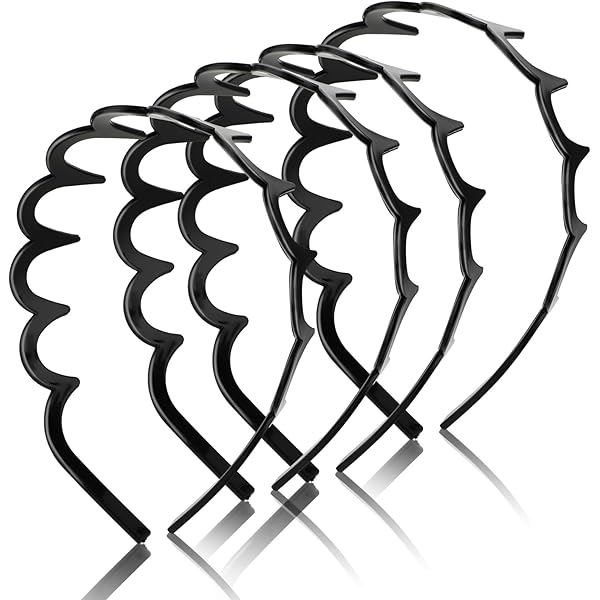 Auiremrti 3 stuks zigzag-haarband met clips, dunne haarbanden voor vrouwen, matte afwerking, antislip, ideaal voor bril en dagelijks gebruik (zwart