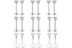 Rajnard Piercing Tragus hélix Transparentes Piercing Labio acrílicas Flexibles e Invisibles para el Trabajo en la Escuela