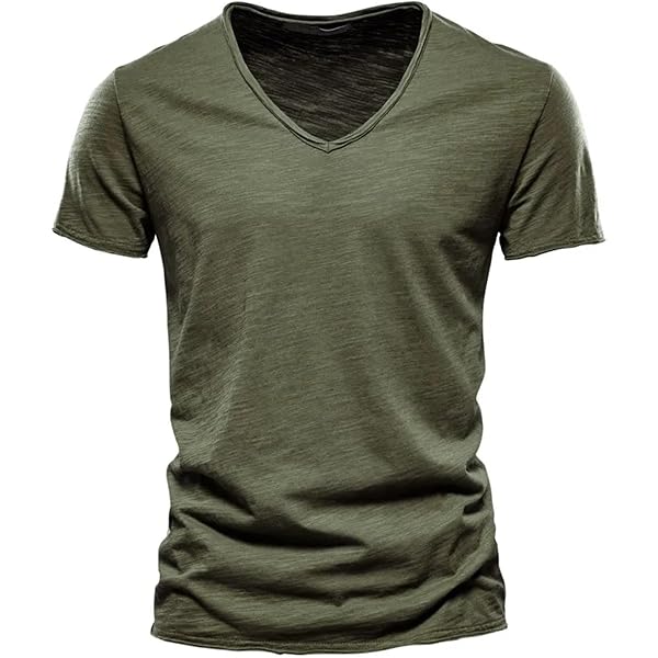 T-Shirt Oversize Homme Col V Manches Courtes Coton Respirant - Sport Et Casual