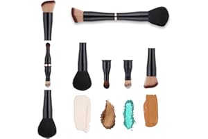 TIESOME Zestaw podróżnych pędzli do makijażu 4 w 1, dwustronny do podkładu, korektora i pudru – zestaw pędzli do makijażu w podróży