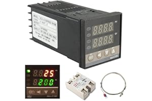 SENRISE LED PID Temperature Controller Kits, REX-C100 Digital Intelligent Thermostat for Industrial Equipment, Homebrewing SSR Solid State Relay