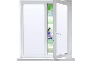 Funfox Fensterfolie Blickdicht, Milchglasfolie Selbstklebend Fenster Sichtschutzfolie Anti-UV Statische Haftung für Badzimmer Büro Wohnzimmer Weiß 44.5 x 200cm
