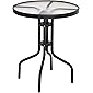 Metall Glastisch rund - 70x60 cm - Bistrotisch mit Glasplatte - Gartentisch Balkontisch Terrassentisch Tisch schwarz