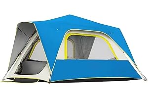 Fit4home 4 Man Tent with Porch Awning - Pop Up Family Dome Tents for Camping 4 Person/People/Adults/Four Berth, Lightweight Double Skin Water Resistant 1500-2000mm Quick Pitch | WYZP-42