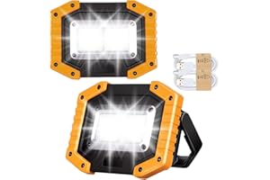 Edasion 30W LED Work Light Rechargeable COB Floodlight Super Bright 2000LM Portable Light Outdoor USB Battery Security Light Waterproof for Camping Fishing Hiking Car Garage, 2 Packs