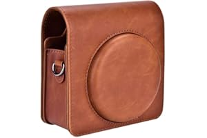 Mavis Laven Torba na aparat, etui ochronne ze skóry PU z paskiem do Fujifilm Instax SQ6, czarny, brązowy (opcjonalnie) (brązowy)