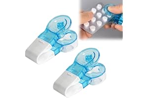 ChAusa 2 Pacchi Rimozione per Pillola, Dispenser per Pillole, Portable Pill Tracker, Portapillole Portatile con Contenitore per Pillole, per Anziani, Disabili, Persone con Mani Deboli (Blu)