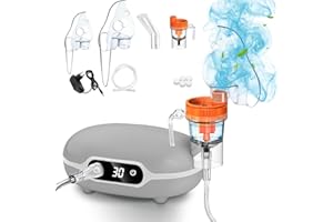 PAZEAU Aerosol Portatile Silenzioso Con Display Digitale,Macchina Aerosol Adulti E Bambini,Ultrasuoni Nebulizzatore Neonato,Inalatore Apparecchio Con Boccaglio, Aerosol Da Viaggio A Pistone