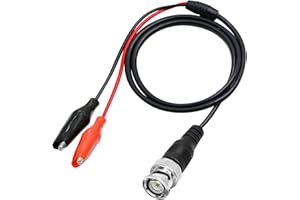 PNGKNYOCN 3 Feet BNC Q9 to Double Alligator Clip Test Cable Probe Leads Oscilloscope Test for Oscilloscope, Signal Generators, Video Surveillance (1M)