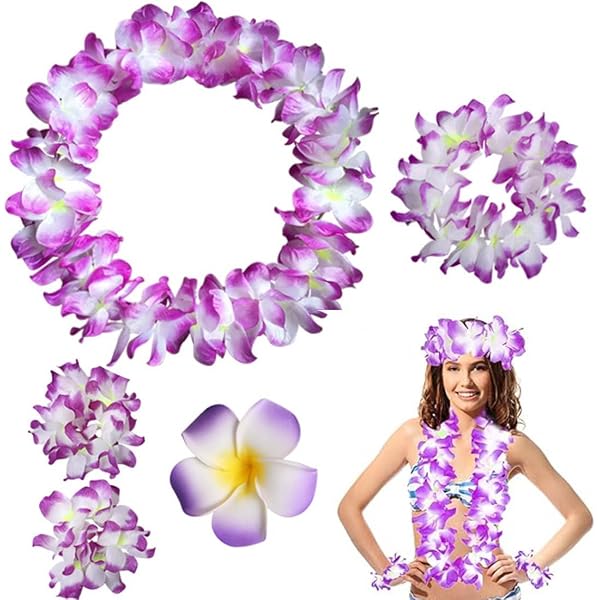 Colliers Fleurs Hawaïennes EAVUYIS - Lot De 8 - Pour Fête Plage, Soirée Luau, Déguisement