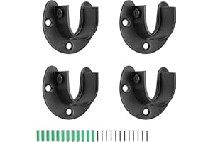 CHSEROK 4 Stück Kleiderstange Halterung, Stangenhalterung aus Edelstahl, Schwarze Schrankrohrlager, Rundrohr Halterungen für Schrank