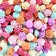 DIY Crafts Random Color & Sizes, 10, Colors Mixed Resin Rose Flower Flatback Slime Charms Loose Embellishments Supplies for DIY Phone Case Scrapbooking Hair Accessorie (Random Color & Sizes, 10)