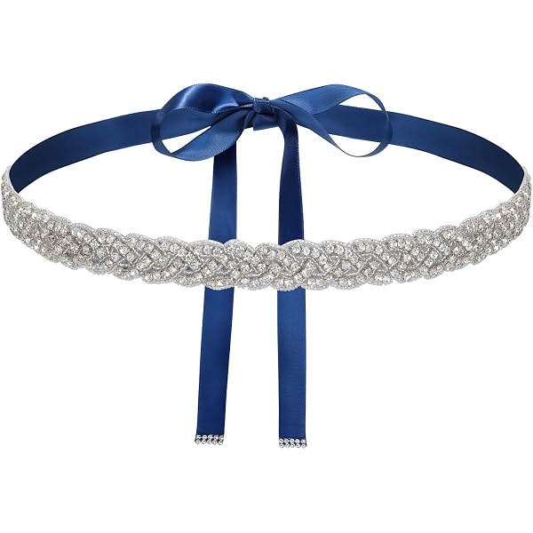 Cintura Da Sposa Con Strass Di Cristallo - Nastro Nero Con Decorazione Argentata, 2,7m, Per Abito Da Damigella E Accessori Coordinati