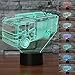 Produktbild 3D Feuerwehr Auto Optische Illusions-Lampen, Tolle 7 Farbwechsel Acryl berühren Tabelle Schreibtisch-Nachtlicht mit USB-Kabel für Kinder Schlafzimmer Geburtstagsgeschenke Geschenk