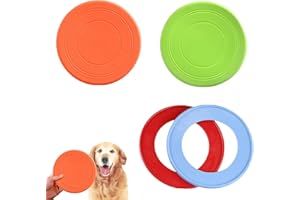 GYTFOG Dog Frisbee, 4 PCS Frisbee Dog Toy, Indestructible Dog Frisbee for Training and Outdoor Play, Durable Disc Set for Beach and Exercise, Intimate Time with Pets, Orange, Green, Red, Blue