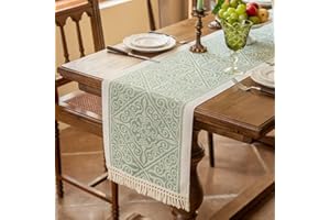 UPCHASE Camino de Mesa Moderno, Lavable, Antideslizante y Resistente al Calor, Cocina, Comedor, Mesa, Decoración Interior, Vacaciones, Fiesta, Decoración (35x120 cm, Verde)