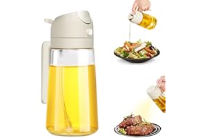 Yozexin Olive Oil Dispenser, Oil Spray Bottle, 2 in 1 Oil Sprayer for Cooking,15.8oz/470ml Premium Glass Oil Bottle, for Kitchen Cooking Air Fryer Roasting Salad Baking Grilling (White)