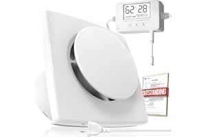 BUMSOU Badlüfter 100mm - Lüfter mit Feuchtigkeitssensor, Temperatursensor und Timer, Echtzeit Anzeige Feuchtigkeit und Temperatur Controller, Stark Lüftung und Leise Abluftventilator 100mm for WC P117