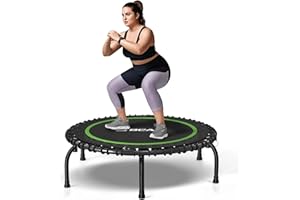 BCAN 450/550 LBS Foldable Mini Trampoline, 40"/48"/50" Fitness Trampoline with Bungees, Adjustable Foam Handle, Stable & Quiet Exercise Rebounder for Kids Adults Indoor/Garden Workout